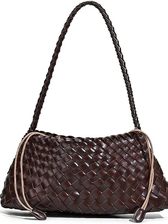 Handbags - Woven Shoulder Bag for Women, Large Capacity Soft Leather Hobo Bag, Casual Shoul